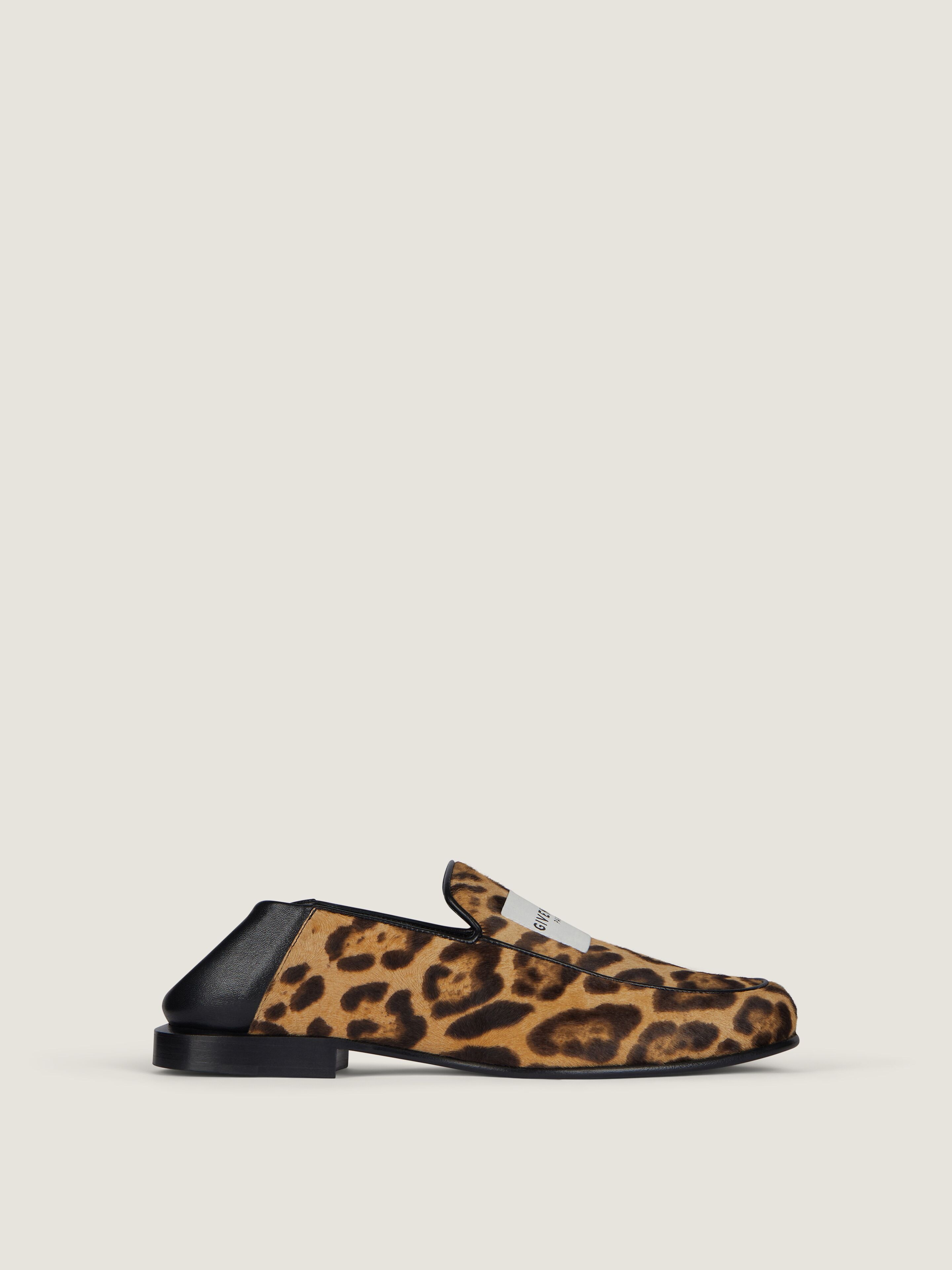 Label loafers in pony effect leather with leopard pattern
